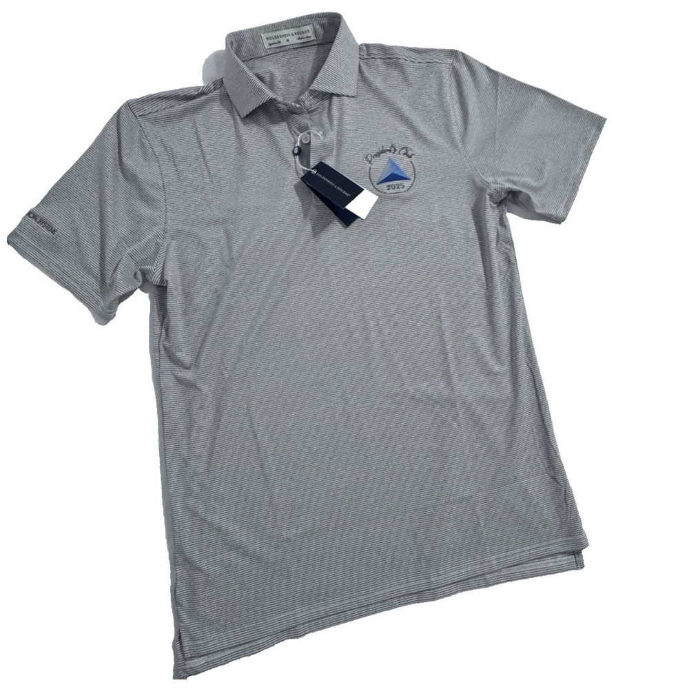 Holderness Bourne NWT Perkins Shirt Mens M Classic Fit Stretch Striped Logo READ